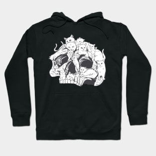 Skull Cats and Kittens Cute Fluffy Spooky Hoodie